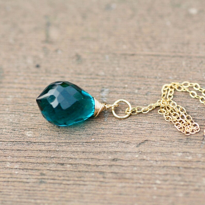 Paraiba Turmalin Anhänger 14k Gold Filled, Oktober Geburtsstein Bild 6