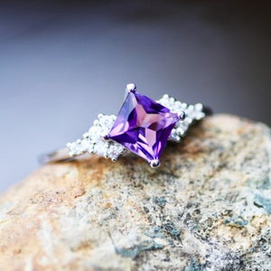 Absolutely Beautiful Natural Amethyst Ring Sterling Silver 925 , February birthstone , Art Deco