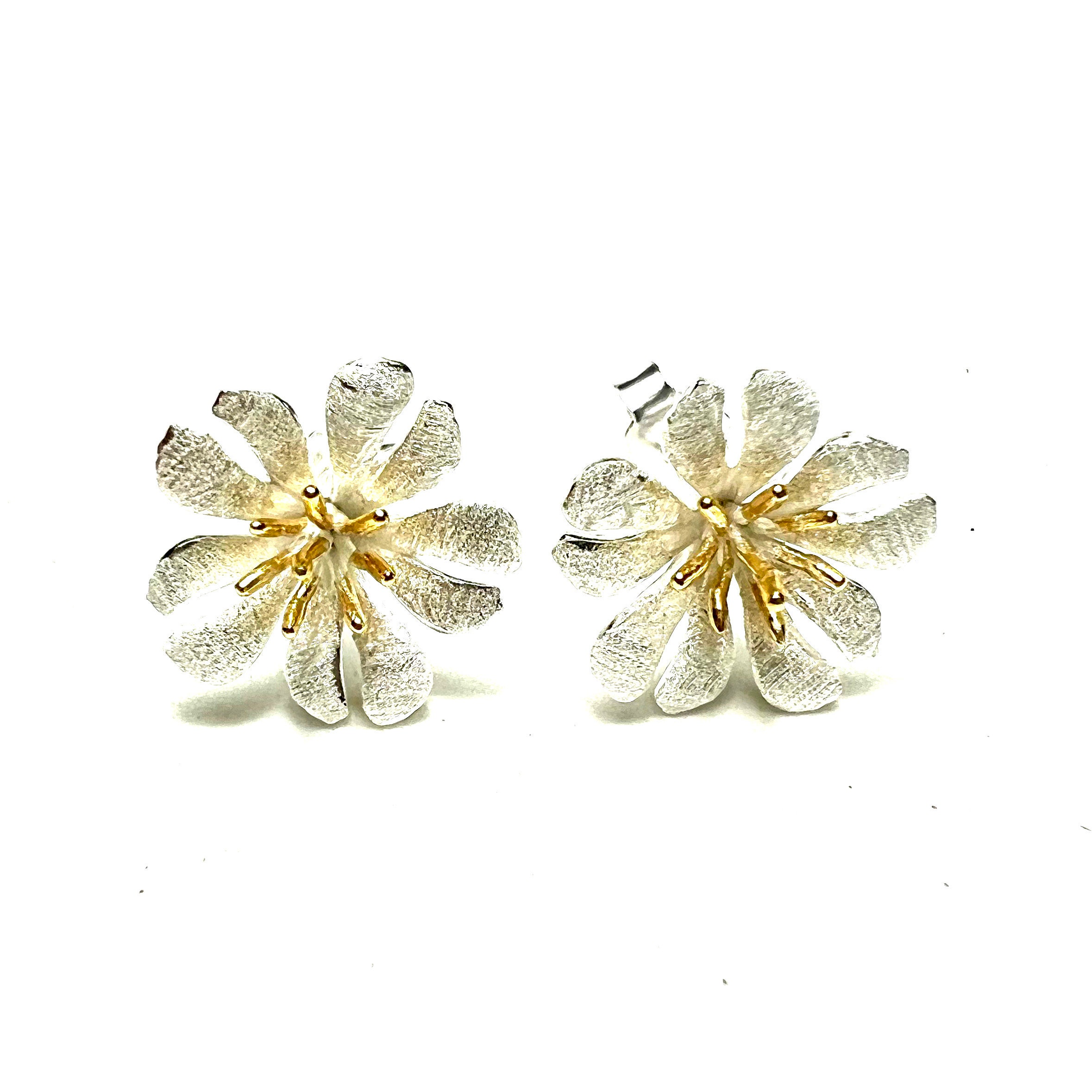 Wild Flower Stud Earrings Sterling Silver 925 , Flower Studs