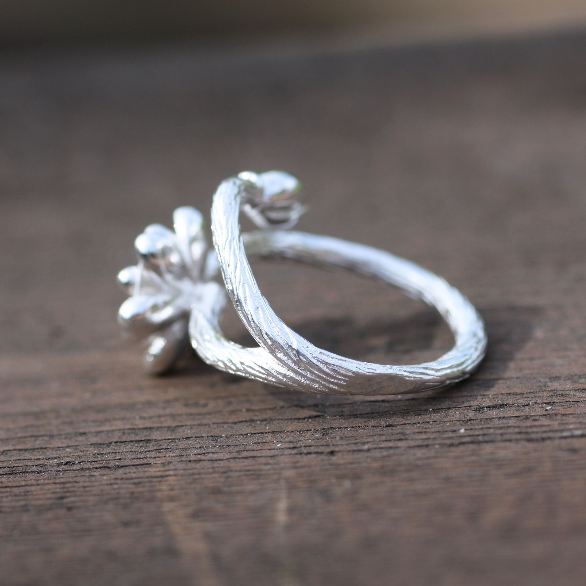 Handmade Lotus Flower Ring Sterling Silver 925 , Flower Band