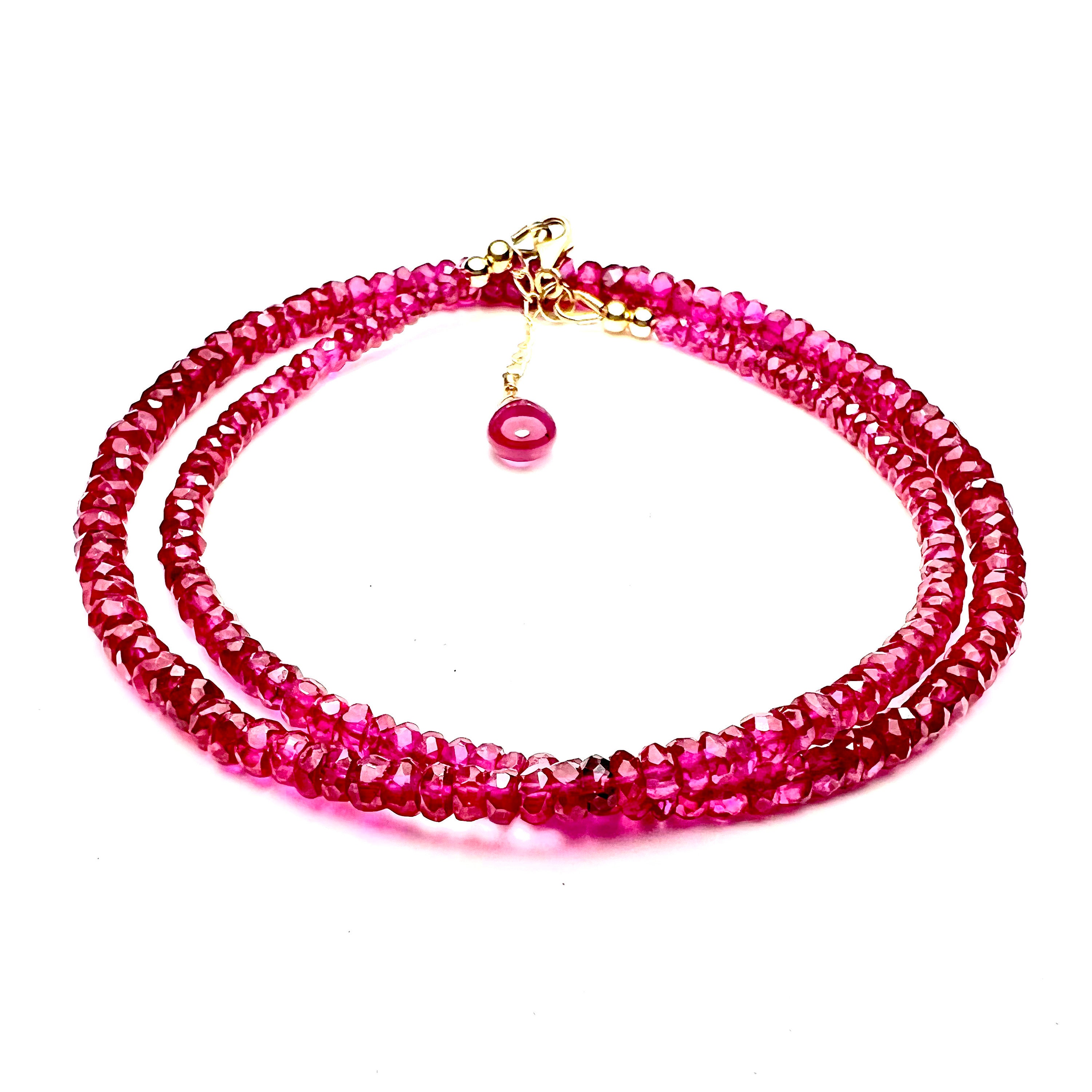 Natural Ruby Spinel Necklace Solid 14k Yellow Gold 16th 22nd - Etsy