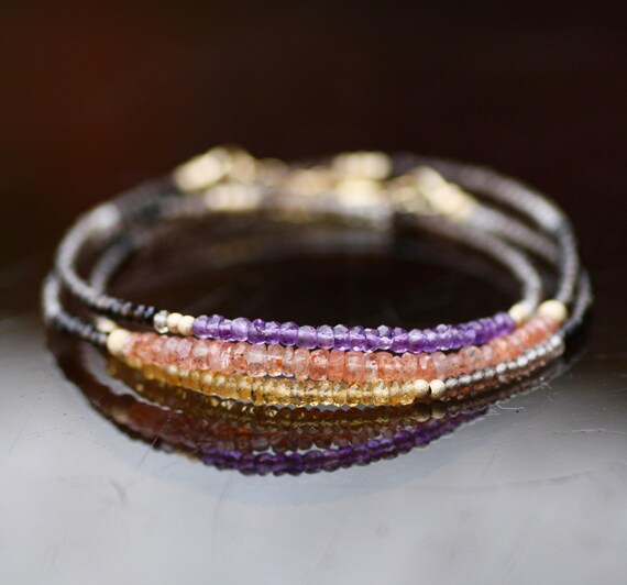 天然スモーキークォーツ シトリン アメジスト サンストーン ラップ