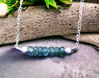 Rare Teal Kyanite Elegance: Adjustable Sterling Silver Necklace