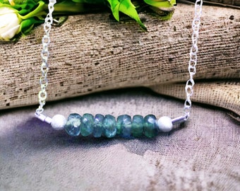 Captivating Rare Teal Kyanite Elegance: Adjustable Sterling Silver 925 Necklace