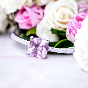 Lovely Pink Morganite Ring Solid Sterling Silver 925 , May birthstone , Promise Ring