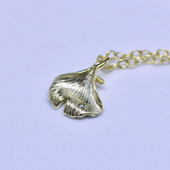 Ginkgo Leaf Necklace 14k Gold Vermeil Handmade Gift of Love Hope Pendant Adjustable Length