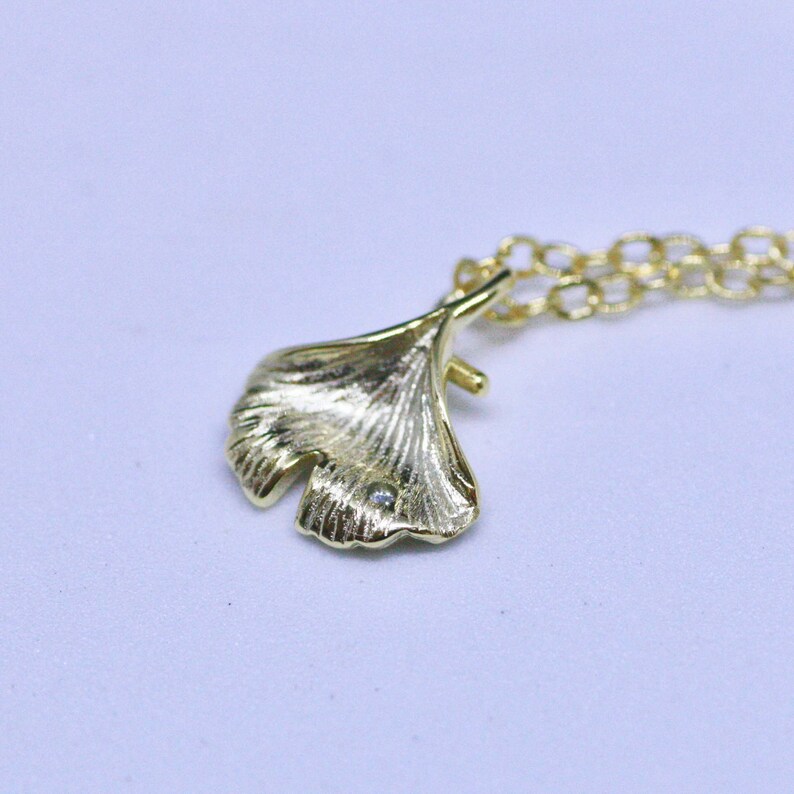 Ginkgo Leaf Necklace 14k Gold Vermeil Handmade Gift of Love Hope Pendant Adjustable Length