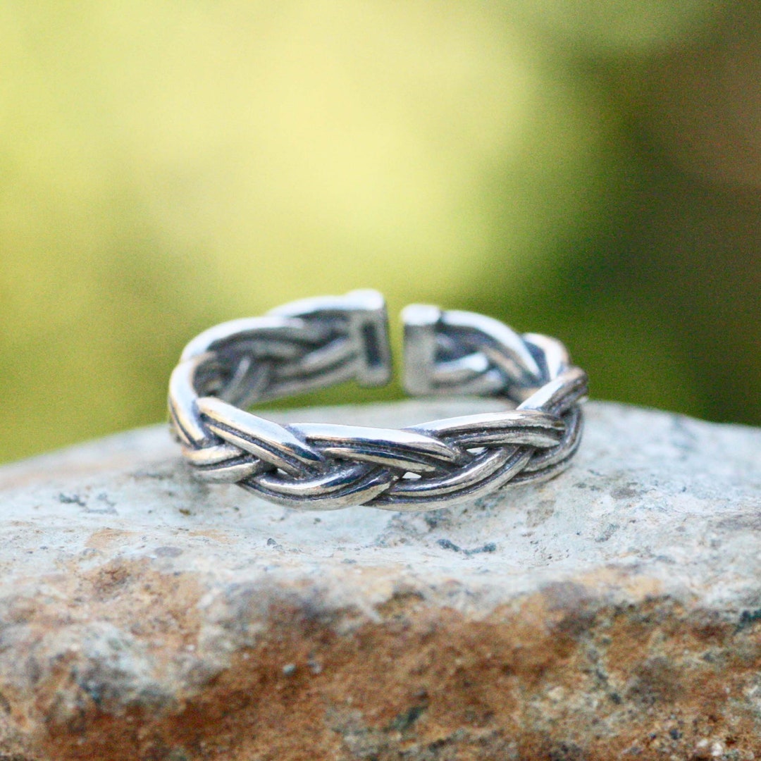 Woven Open Work Band Sterling Silver 925 , Handmade, Adjustable Size ...