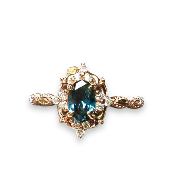 Victorian Design Massiv Gold und Natürliche London Blauer Topas Ring - Kundenbestellung