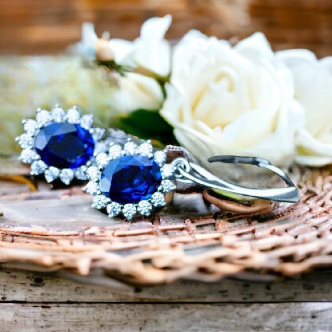 Orecchini a perno in argento sterling 925 con pietra preziosa rotonda