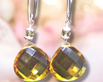 Bright Citrine Earrings Handcrafted in Nickel Free Sterling Silver , 13th Anniversary , November Birthstone