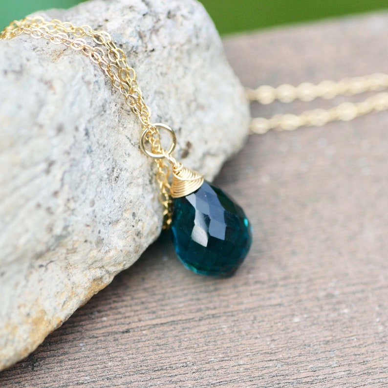 Paraiba Turmalin Anhänger 14k Gold Filled, Oktober Geburtsstein Bild 5