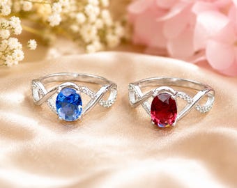 Tanzanite or Rubellite Tourmaline Ring Solid Sterling Silver