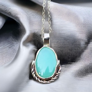 Handmade Natural Chrysoprase Pendant in Solid 14K Yellow Gold  Bezel Setting - no chain