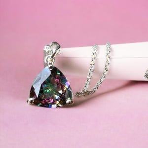 So Pretty: Natural Mystic Rainbow Quartz Pendant Sterling Silver 925 , December Birthstone , 4th Anniversary