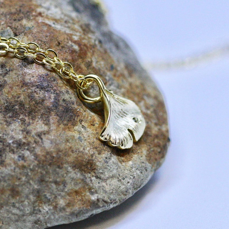 Ginkgo Leaf Necklace 14k Gold Vermeil Handmade Gift of Love Hope Pendant Adjustable Length