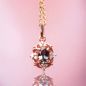 Solid 14k Rose Gold or Yellow Gold - Color Change Alexandrite Pendant, June Birthstone