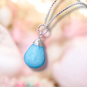 Handmade Sterling Silver Blue Agate Pendant Necklace image 1