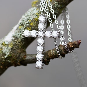 Ready to Ship Moissanite Cross Handmade in Sterling Silver 925 , Top Grade VVS D Colour