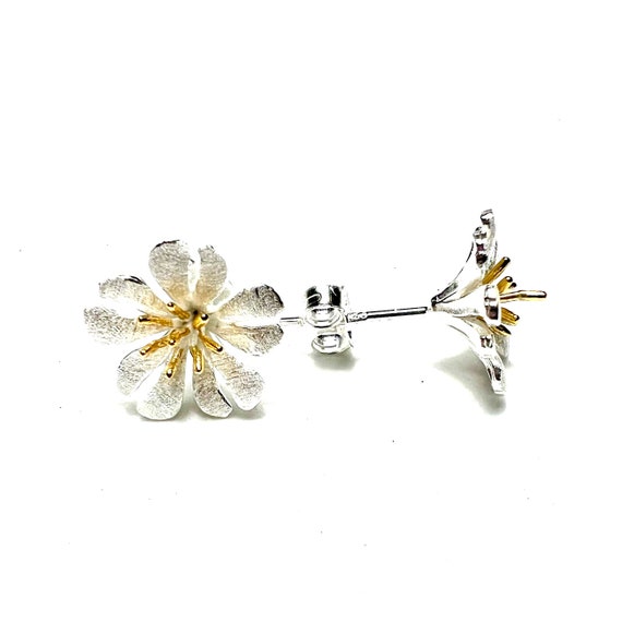 【STONEHENgE】Love Duet〜Silver Flower Earrings SA25A86F Wild Flower Stud Earrings Sterling Silver 925 , Flower Studs