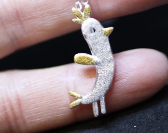 Satin Finish Two Tone Bird Pendant Sterling Silver 925 , from Canada