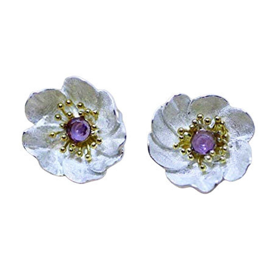 Orecchini da donna in argento Sterling 925 con ametista viola e pietra portafortuna del mese di febbraio