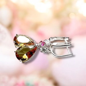 Handcrafted Sterling Silver Color Change Diaspore & Ruby Earrings