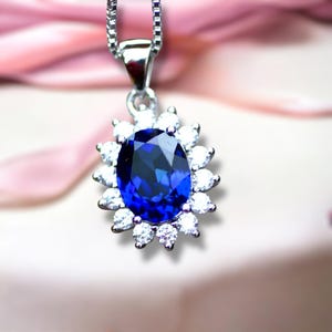 Handmade Blue Sapphire Pendant, Sterling Silver, September Birthstone