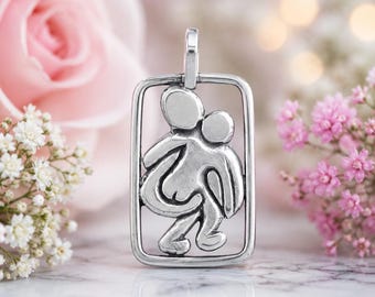 Mother Child Pendant Sterling Silver , Mothers Day, New Baby, New Dad gift