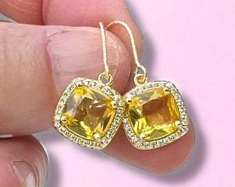 Bright Yellow Citrine Earrings 14k Yellow Gold Filled , 13th Anniversary , November Birthstone