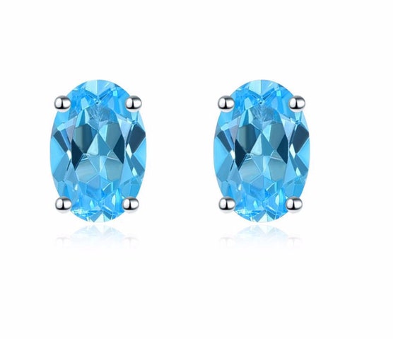Natural aquamarine stud earrings, beautiful in color, small and exquisite,  hot style, 925 silver, easy to