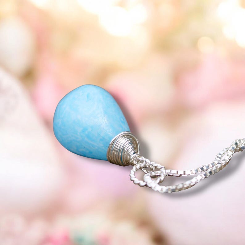 Handmade Sterling Silver Blue Agate Pendant Necklace image 2