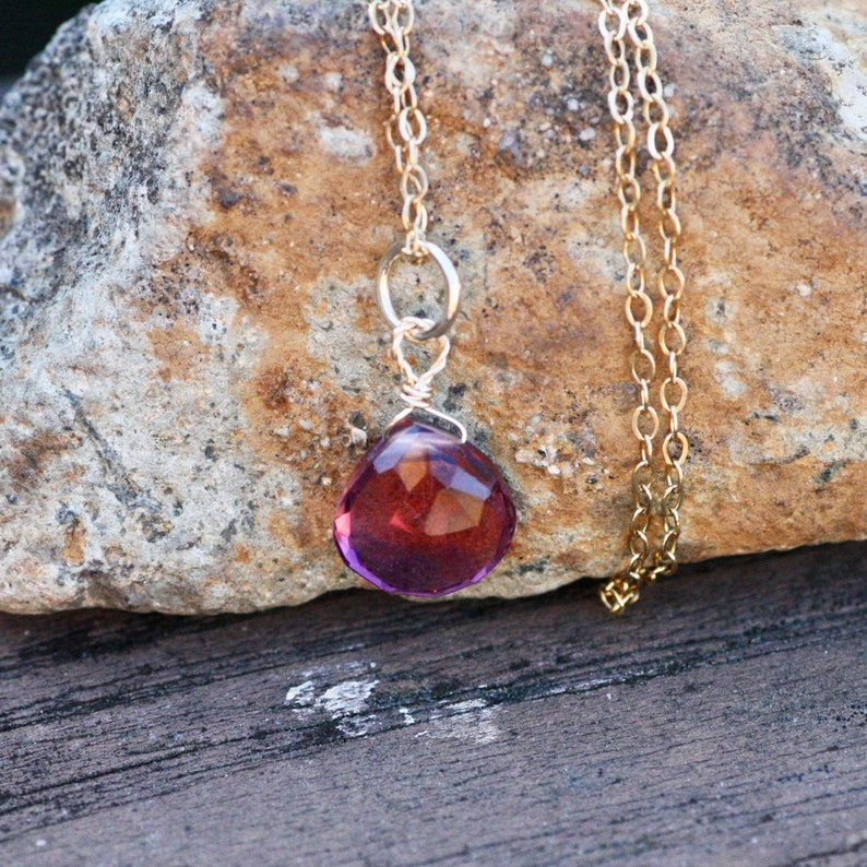 from Canada Heart Briolette Small Plum Kunzite Pendant 14k Gold Filled