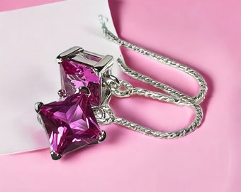 Rosa Saphir Ohrringe Sterling Silber, September Geburtsstein