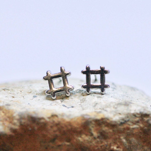 Small Hashtag Earrings  Sterling Silver 925 , Small Stud , From Canada , Instagram Studs , Number Sign gro