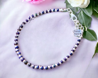 Pulsera de ópalo negro Welo en plata de ley - Piedra natal de octubre