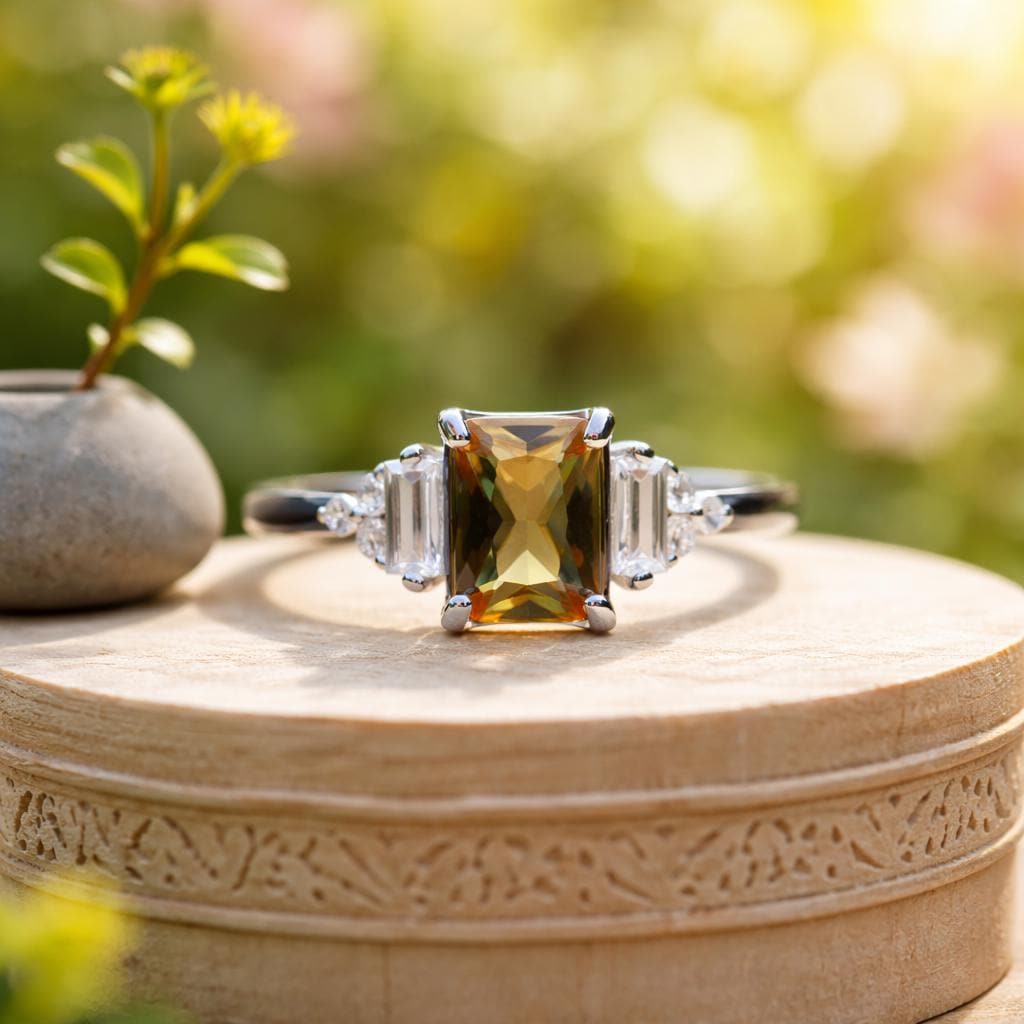 Color Change Emerald Cut Diaspore Ring Handmade Sterling Silver