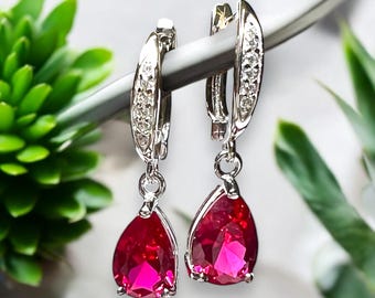 Swarovski Orecchini A Lobo Con Pietra Portafortuna Luglio Taglio Rotondo - Rosso Rubino - Placcato Rodio - 5615515, Misura Unica, Placcato Al Rodio, Cristallo - Foto 9