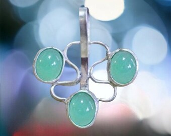 Natural Chrysoprase Pendant Handcrafted Solid Sterling Silver , 18th Anniversary , May Birthstone