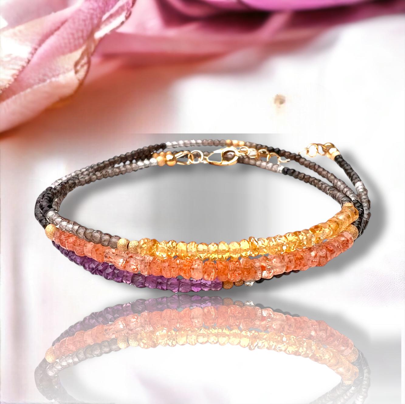 天然スモーキークォーツ シトリン アメジスト サンストーン ラップ