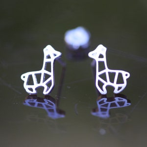 Tiny Giraffe Earrings Sterling Silver 925 , Little Girl Earrings , Minimalist Jewelry , Studs , Spiritual Growth