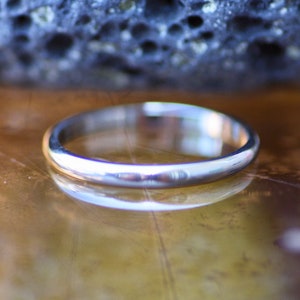 Simple 2mm Wedding Band Silver , Handmade