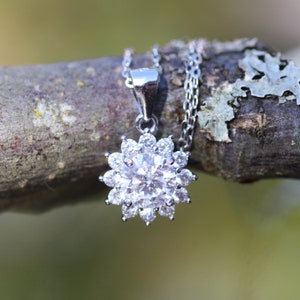 Glittering 1 Carat Moissanite Halo Pendant Sterling Silver 925 , D VVS or GH VS , Anniversary Gift
