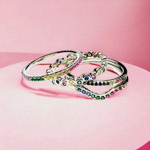 Magere regenboog stapelbanden sterlingzilver 925, Eternity-ring