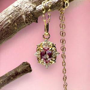Color Change Alexandrite Pendant 18K Yellow Gold Vermeil , June Birthstone