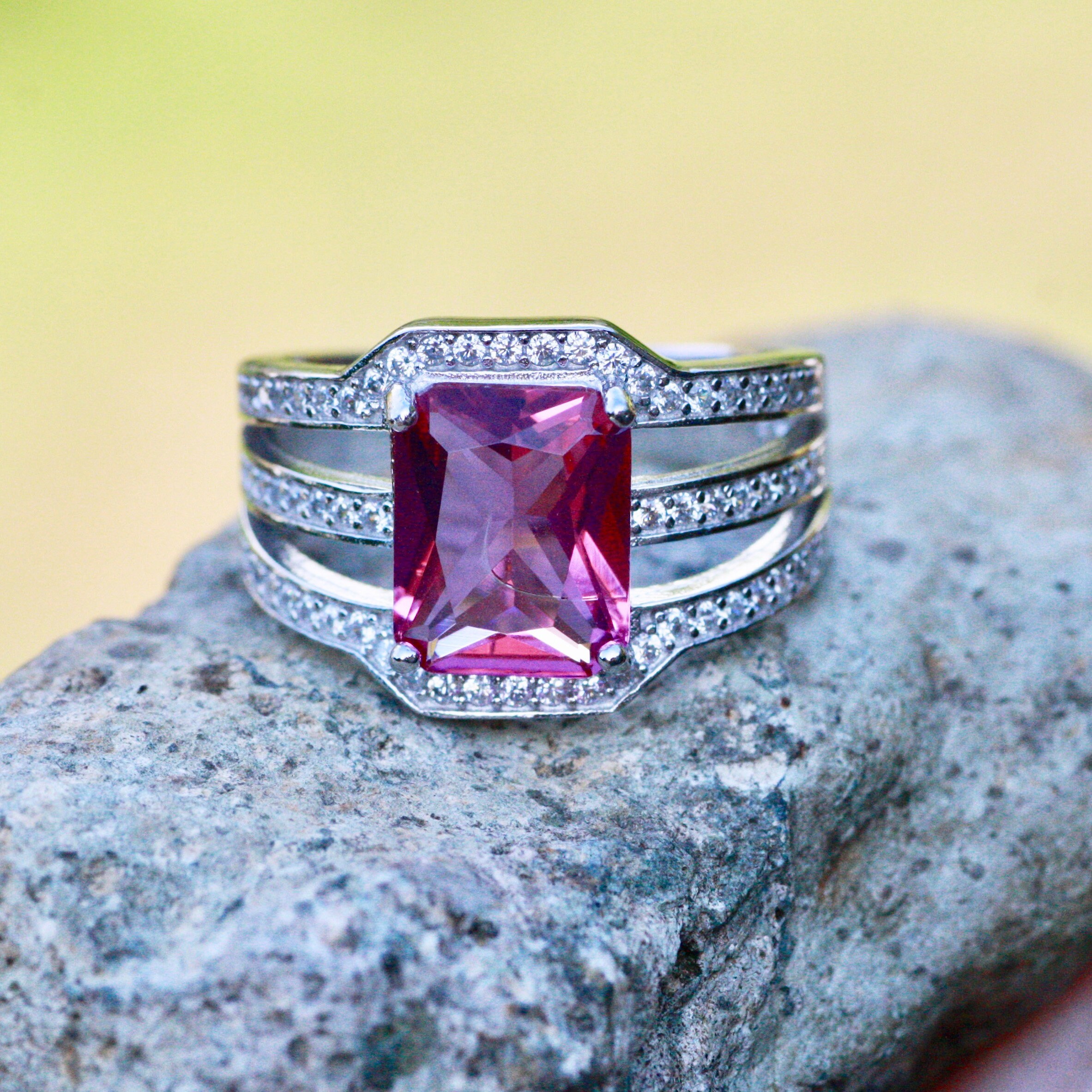 Large Pink Sapphire Ring