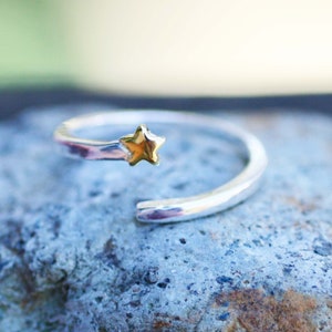 Adjustable Shooting Star Ring Silver and gold , Grad Gift , Gift for Her