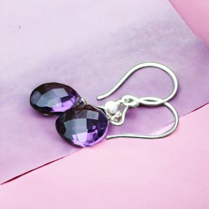 Royal Purple Amethyst Earrings Handcrafted in Sterling Silver 925, February Birthstone, 6th Anniversary