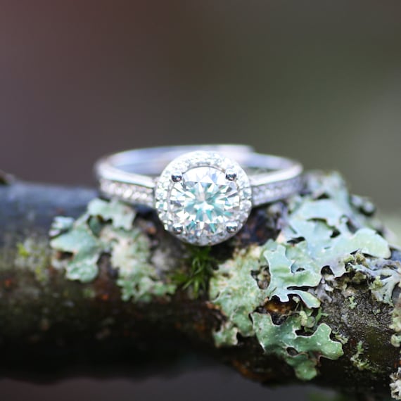 Ready to Go Halo Moissanite Engagement Ring Sterling Silver  display picture 2