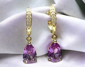 Color Change Alexandrite Earrings 14k Yellow Gold Vermeil , June Birthstone